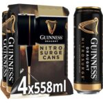Guinness Draught│Nitrosurge│Stout Beer│4.1% Vol│4X558Ml│Perfect Pub Pour at Home│Cans │Device Sold Separately