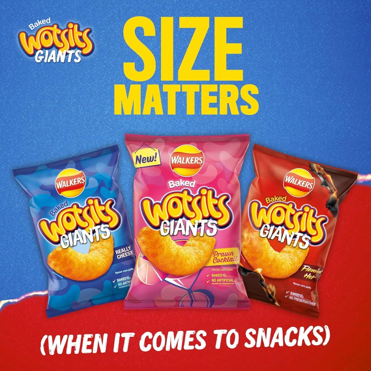 Walkers Wotsits Giants Really Cheesy Vegetarian Baked Snacks 130 G