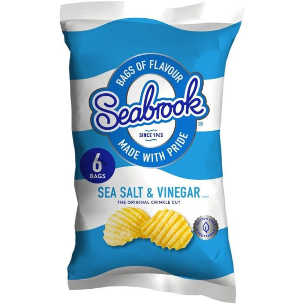 Seabrook Sea Salt and Vinegar Crisps, 6 X 25G