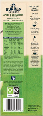 Quaker Oat so Simple Apple and Blueberry Porridge Sachets, 10X36 G