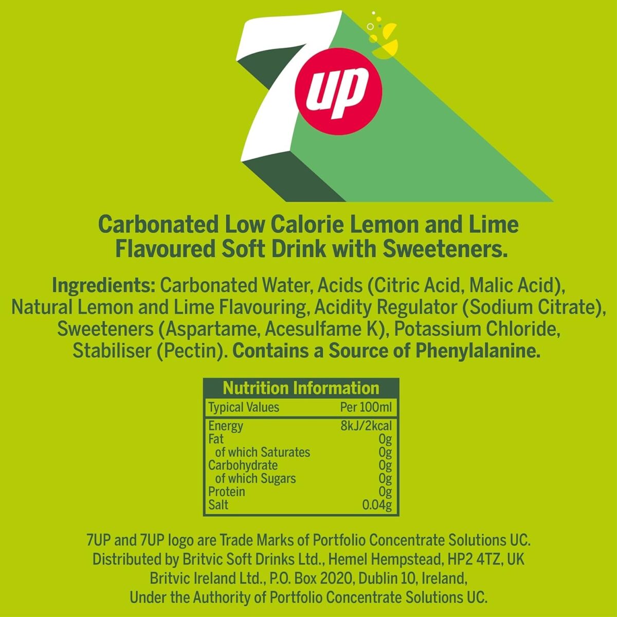 7UP Zero Lemon & Lime Bottle 2L