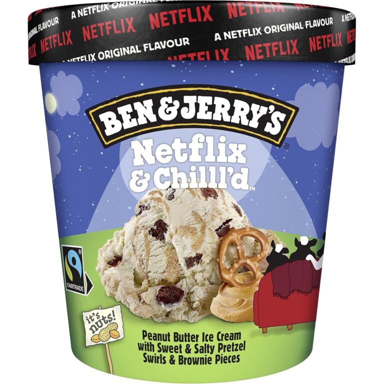 Ben & Jerry'S Netflix & Chilll'D Ice Cream Dessert with Fairtrade Certified Ingredients with Sweet & Salty Pretzel Swirls & Brownie Pieces 465 Ml