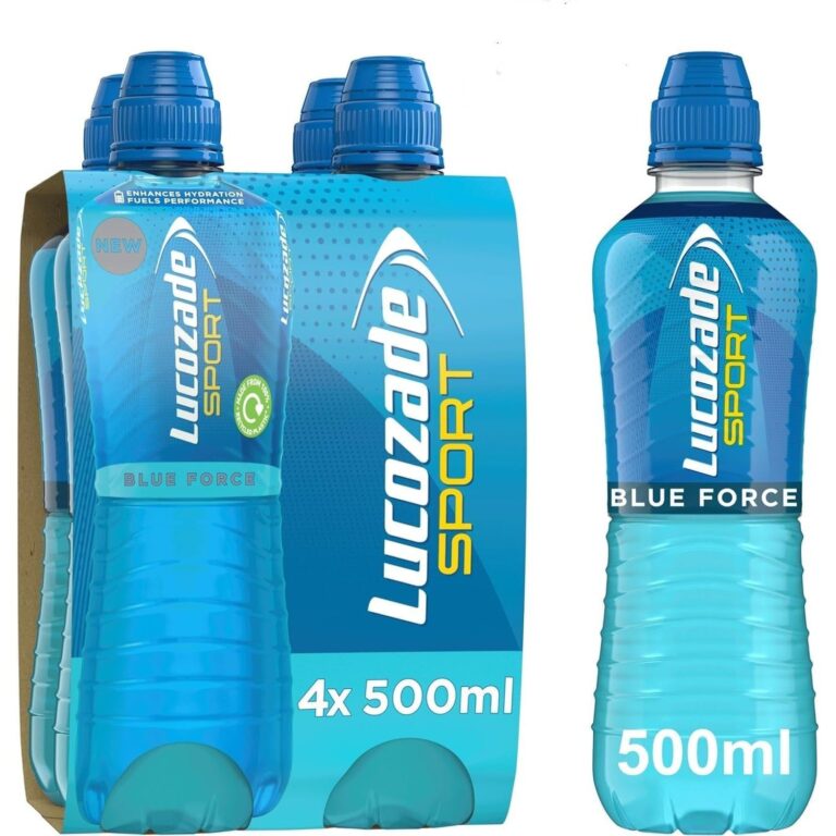 Lucozade Sport Body Fuel - Blue Force 4X500Ml | Isotonic Sports Drink, with Electrolytes and Vitamin B3 | Still | Bursting with Flavour