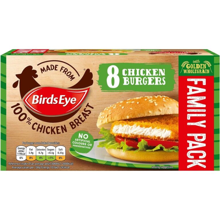 Birds Eye 8 Chicken Burgers, 400G (Frozen)